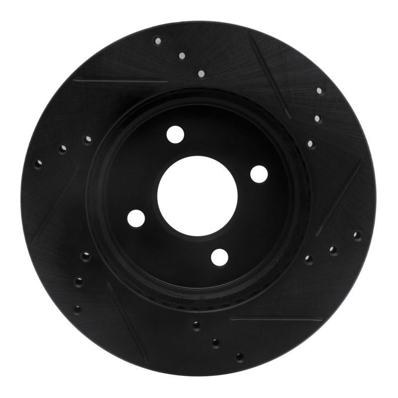 Nissan Note Brake Rotor (1) - Front Left - R1 Concepts - Drilled & Slotted - Black - `11-`25